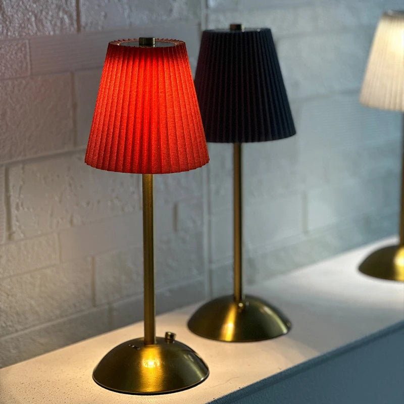 Cordless Pleated Nightstand Lamp
