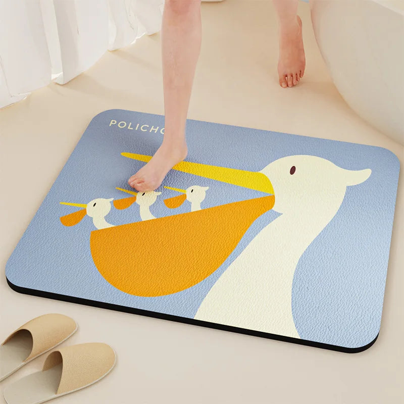 Diatomaceous Earth Bath Mat Bathroom Rug Absorbent Non-slip Floor Foot