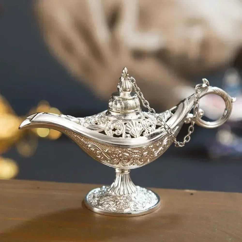 Hollow Metal Oil Lamp Incense Burner, 12 cm