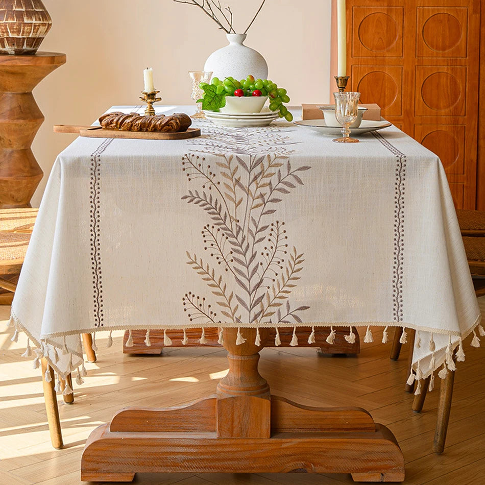 Nordic Style Tassels Cotton Linen Tablecloth,Modern Simplicity