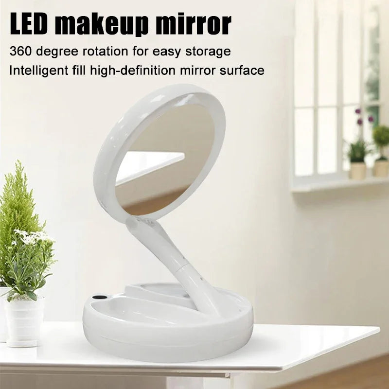 LED Daylight Makeup Mirror, 360 Rotating with Detachable Base