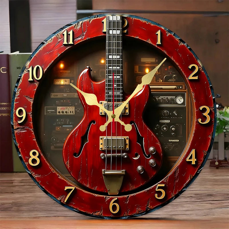 Vintage Guitar Wall Clock
