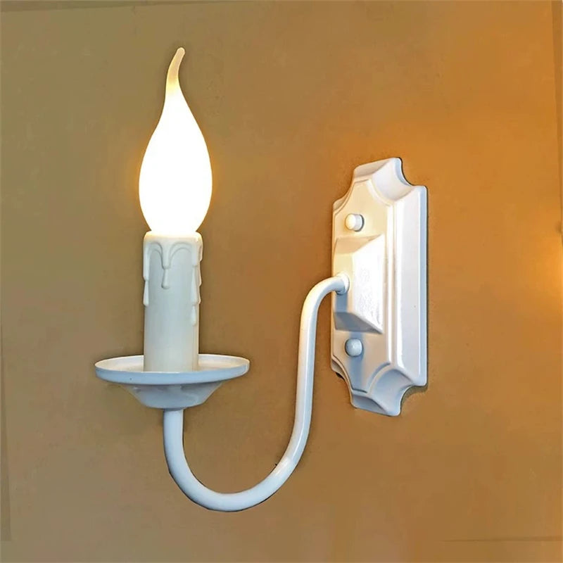 European Retro Wrought Iron Wall Lamp Sconce American Candle Style
