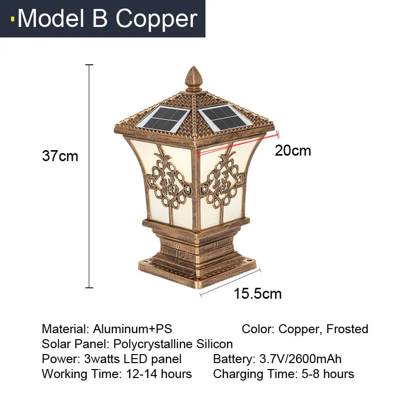 Solar LED Light Outdoor Garden Decoration Column Lamp Waterproof Street