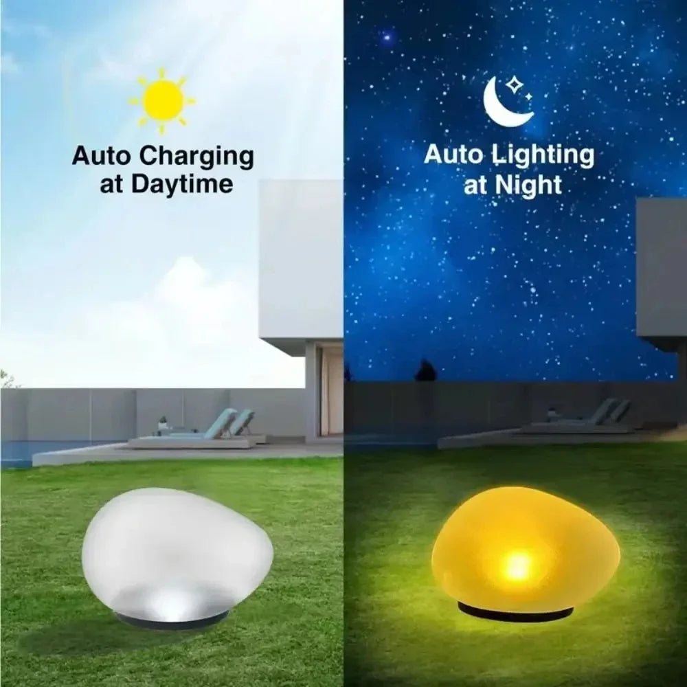 Solar Decorative Lamp Frosted Ground Lamp Outdoor Waterproof  Portable Energy Saving  Lantern Pebble Lawn Light Home Garden Lamp