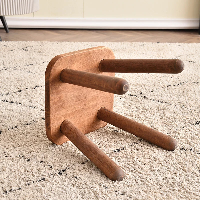 Solid Wood Shoe Changing Stool, Walnut Finish