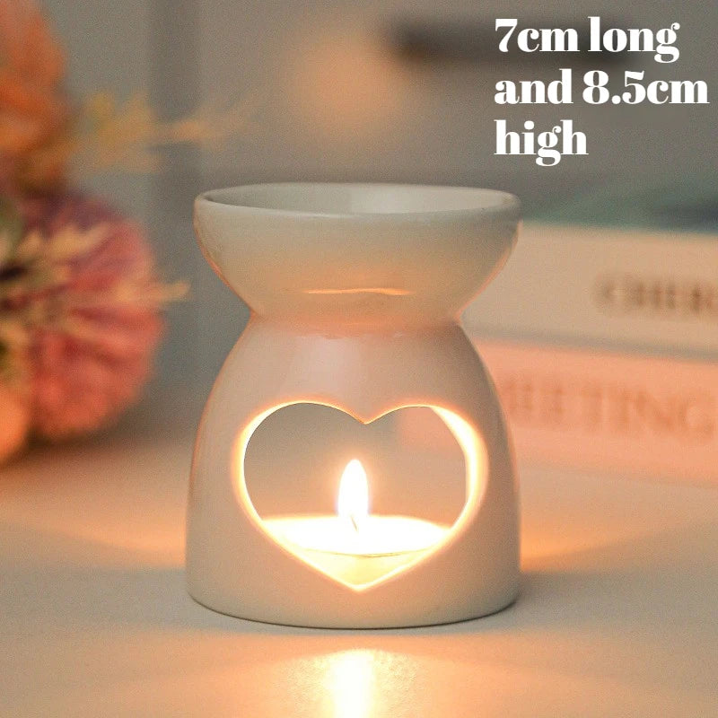 White Ceramic Essential Oil Burner with Hollow Cutwork