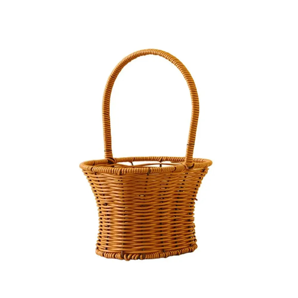 Woven Rattan Storage Basket with Handle