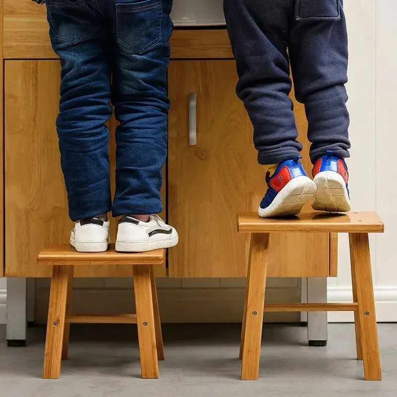 Solid Bamboo Low Stool, Portable Bench