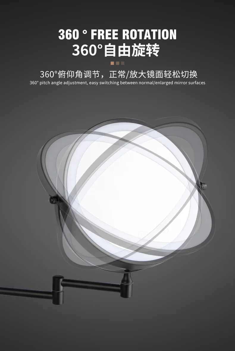 Double Sided Wall Mounted Shower Mirror with Lights