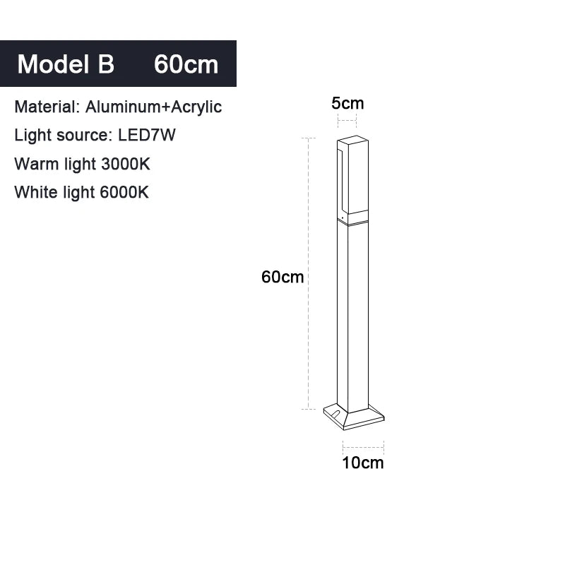 Waterproof IP65 Aluminum LED Lawn Bollard Light