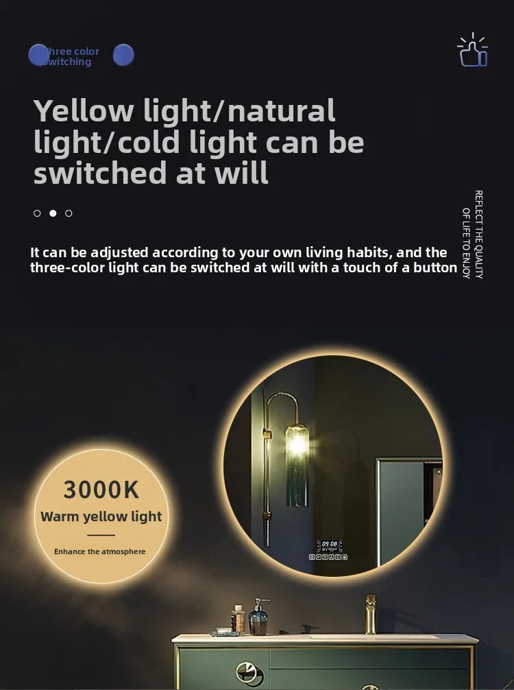 Smart Anti-Fog Round Vanity Mirror
