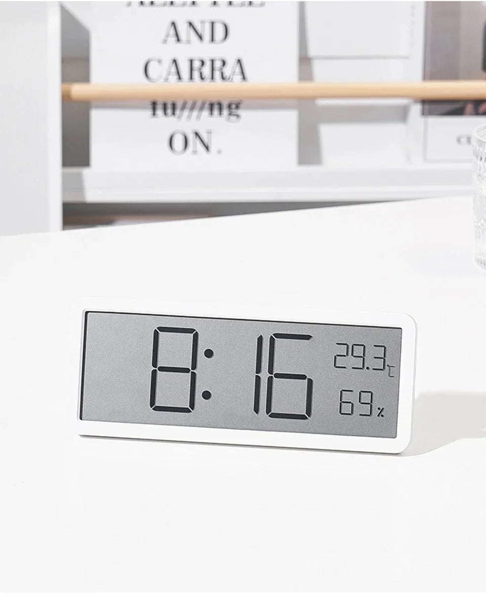 LCD Screen Digital Wall Clock Time Temperature Humidity Time