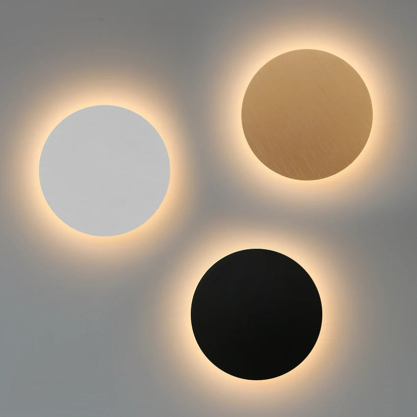 Modern Round Wall Lamp 15cm/20cm LED Black/White/Gold Aluminum Acrylic