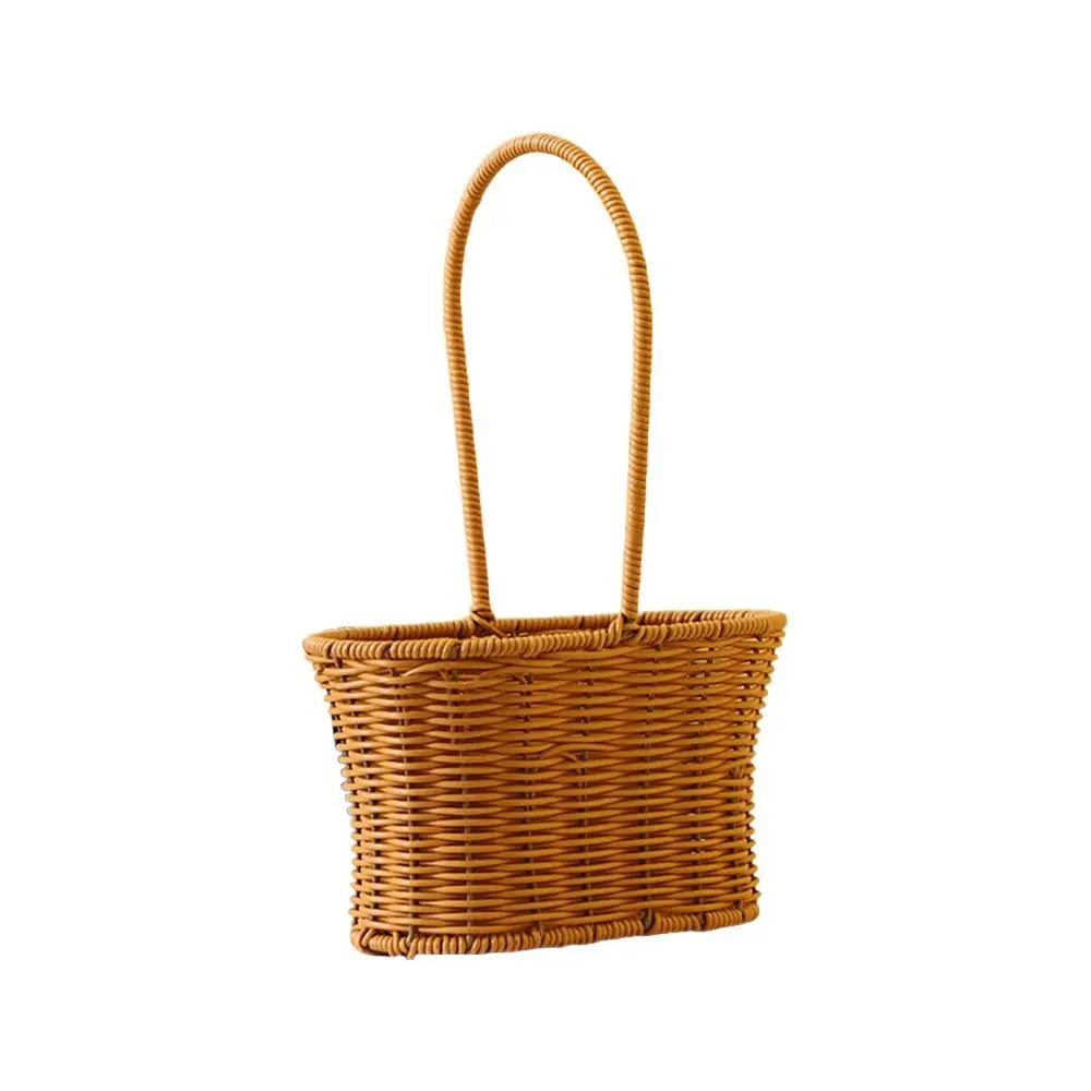 Woven Rattan Storage Basket with Handle