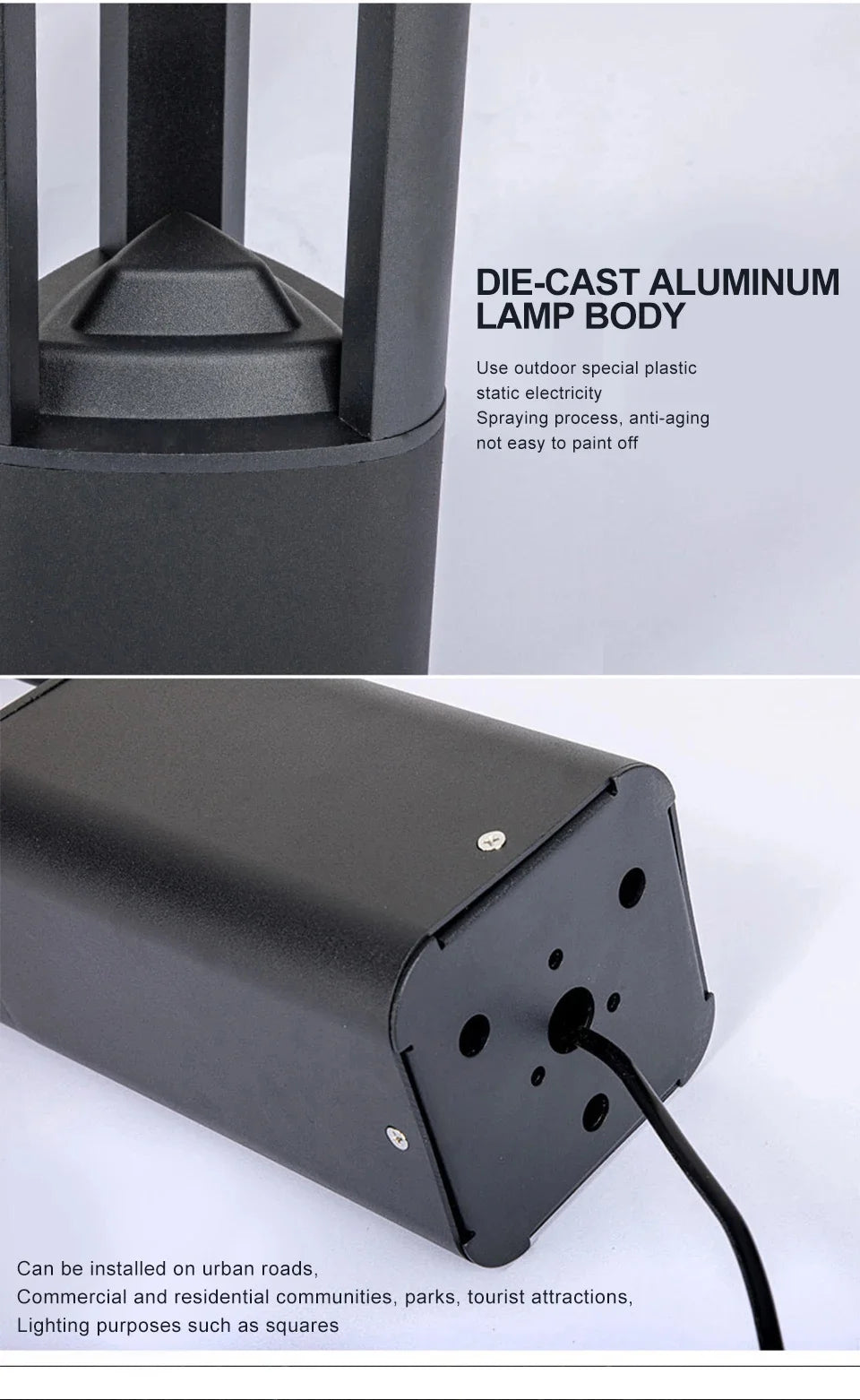 Outdoor LED Bollard Landscape Light Black Garden Pathway Lighting