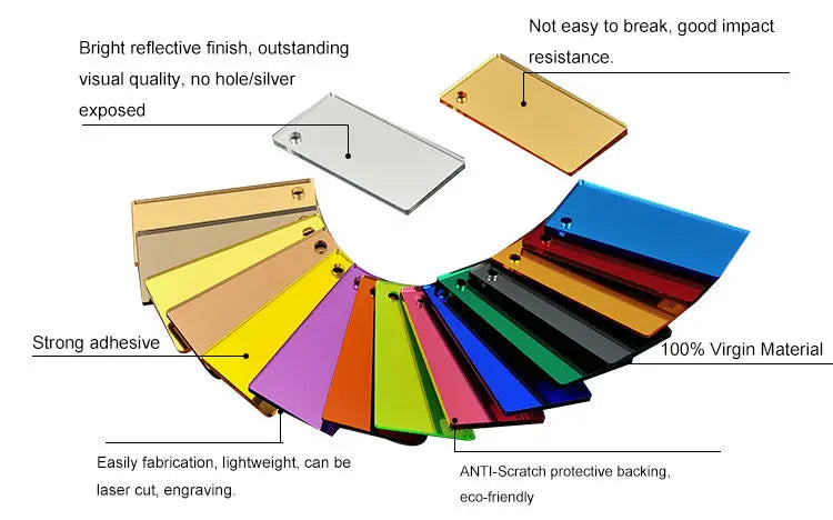 Colorful Rectangle Acrylic Wall Mirror Sheet