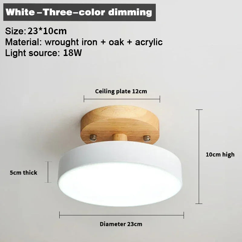 Nordic Entrance Hallway Ceiling Lamps Balcony Wood Round Cloakroom