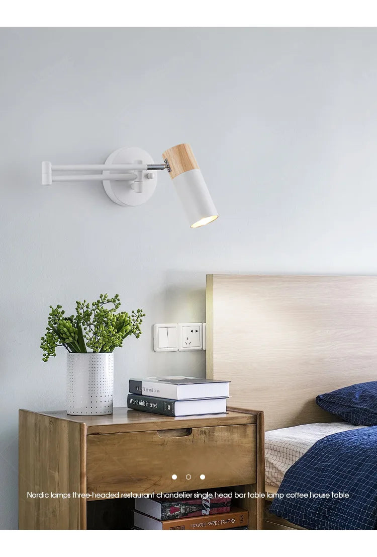 Modern Rocking Arm LED Wall Lamp Restaurant Bedroom Retractable Swing