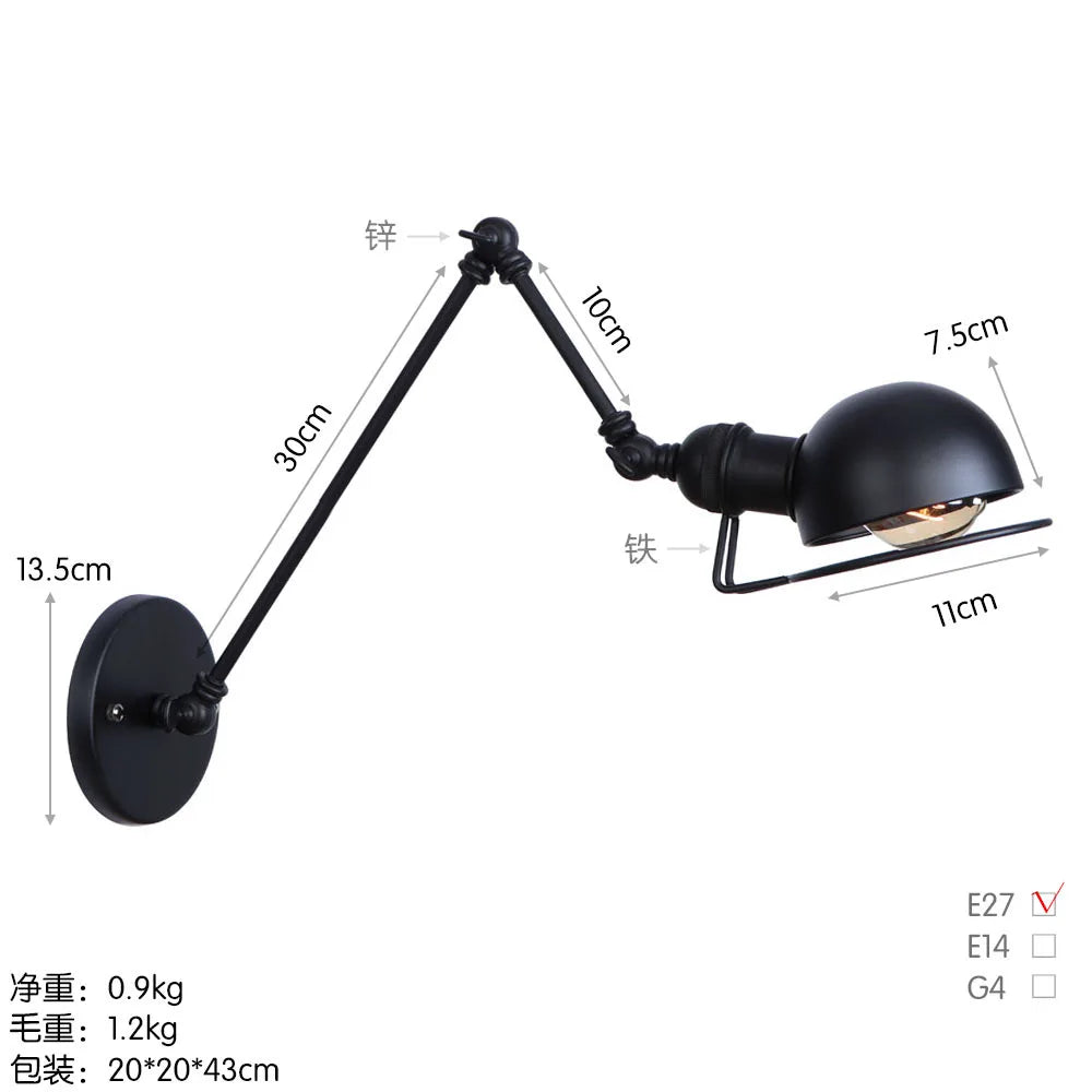 Modern Simple Adjustable Interior Led Wall Lamp White Black for Bedside
