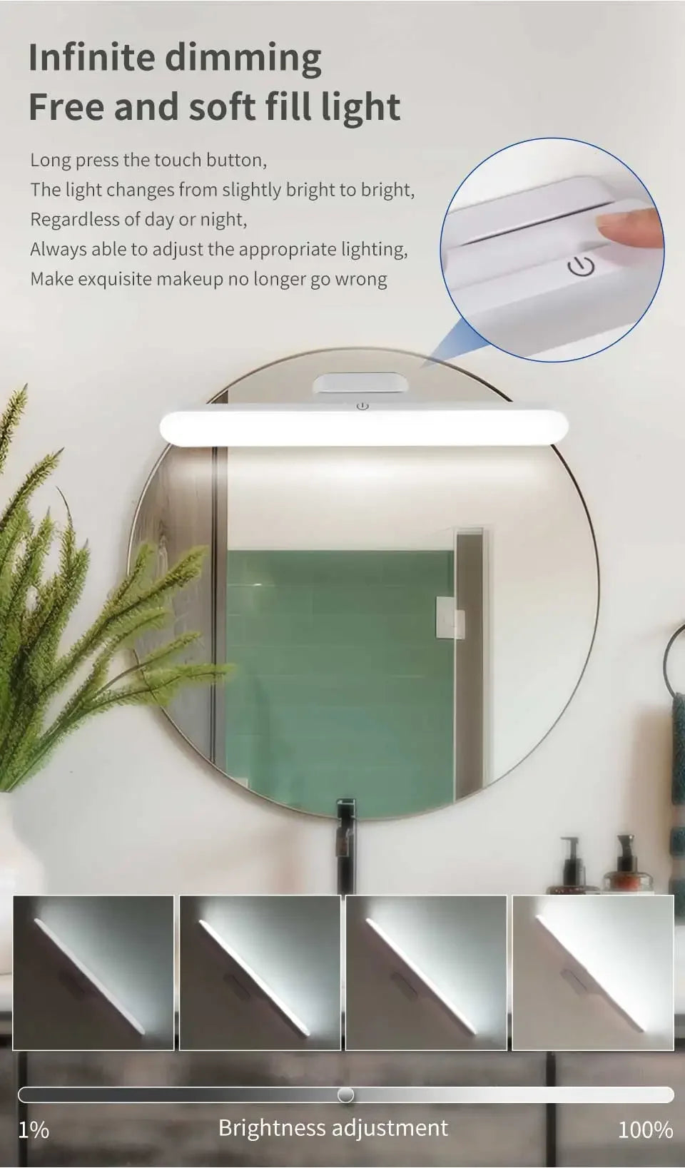 Rechargeable Magnetic Mirror Light