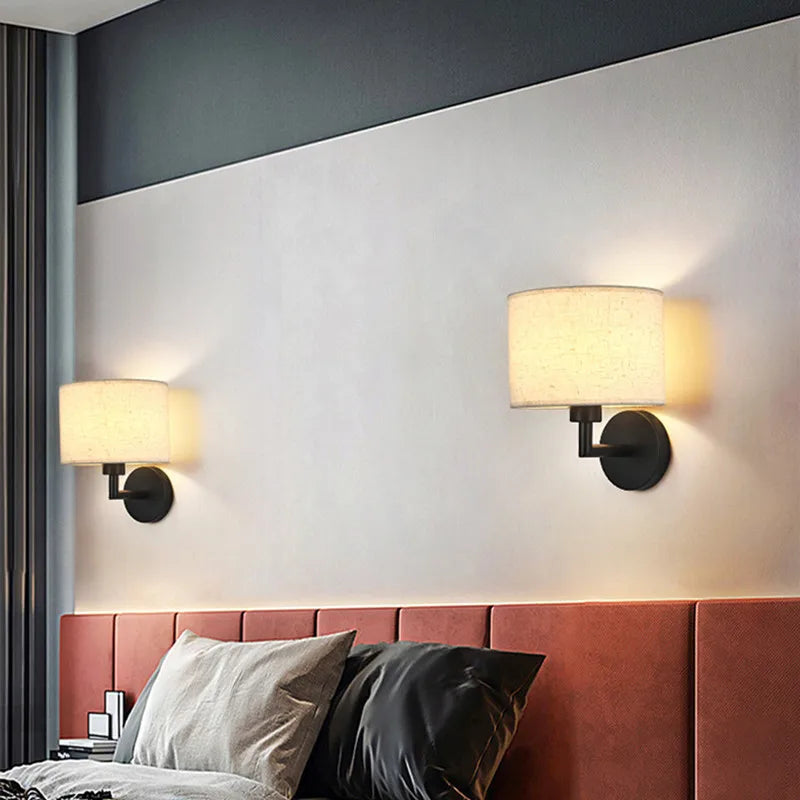 Fabric Shade Wall Lamp With Reading Light