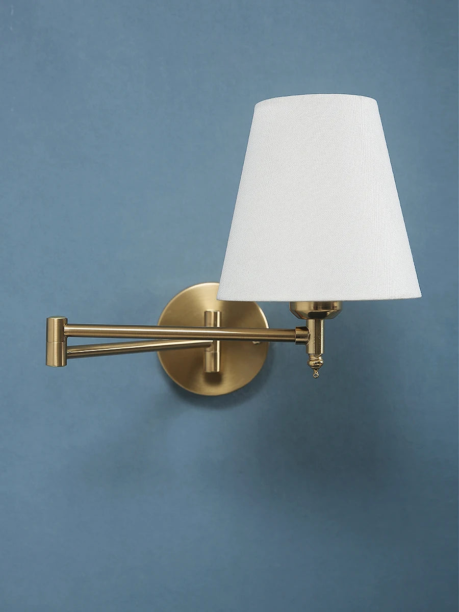 LED American Wall Lamp Folding Swing Arm Fabric wall light Bedroom Bedside Living Room Study StairwayMirror front wall lamp