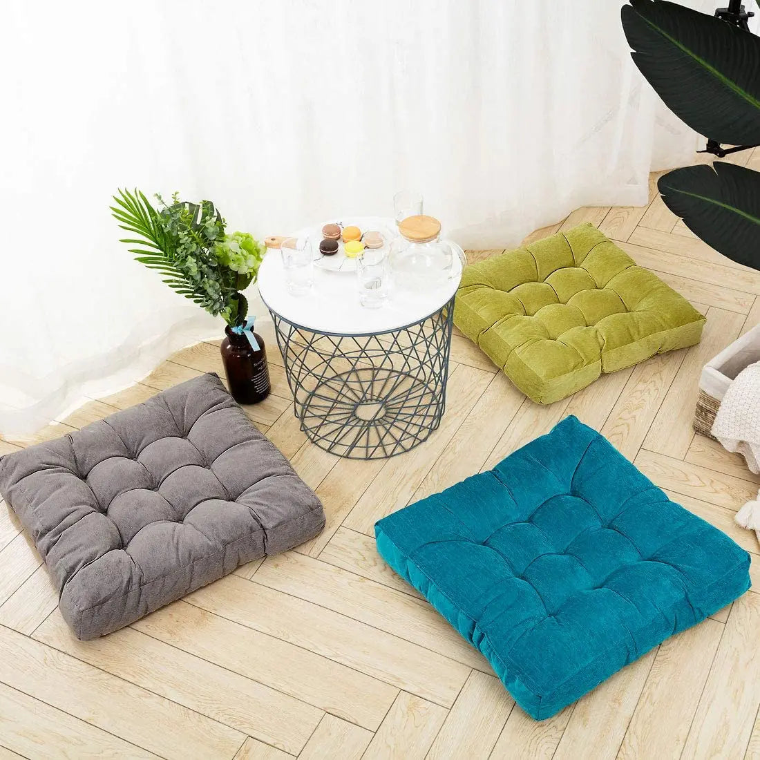 Corduroy Tufted Square Floor Cushion
