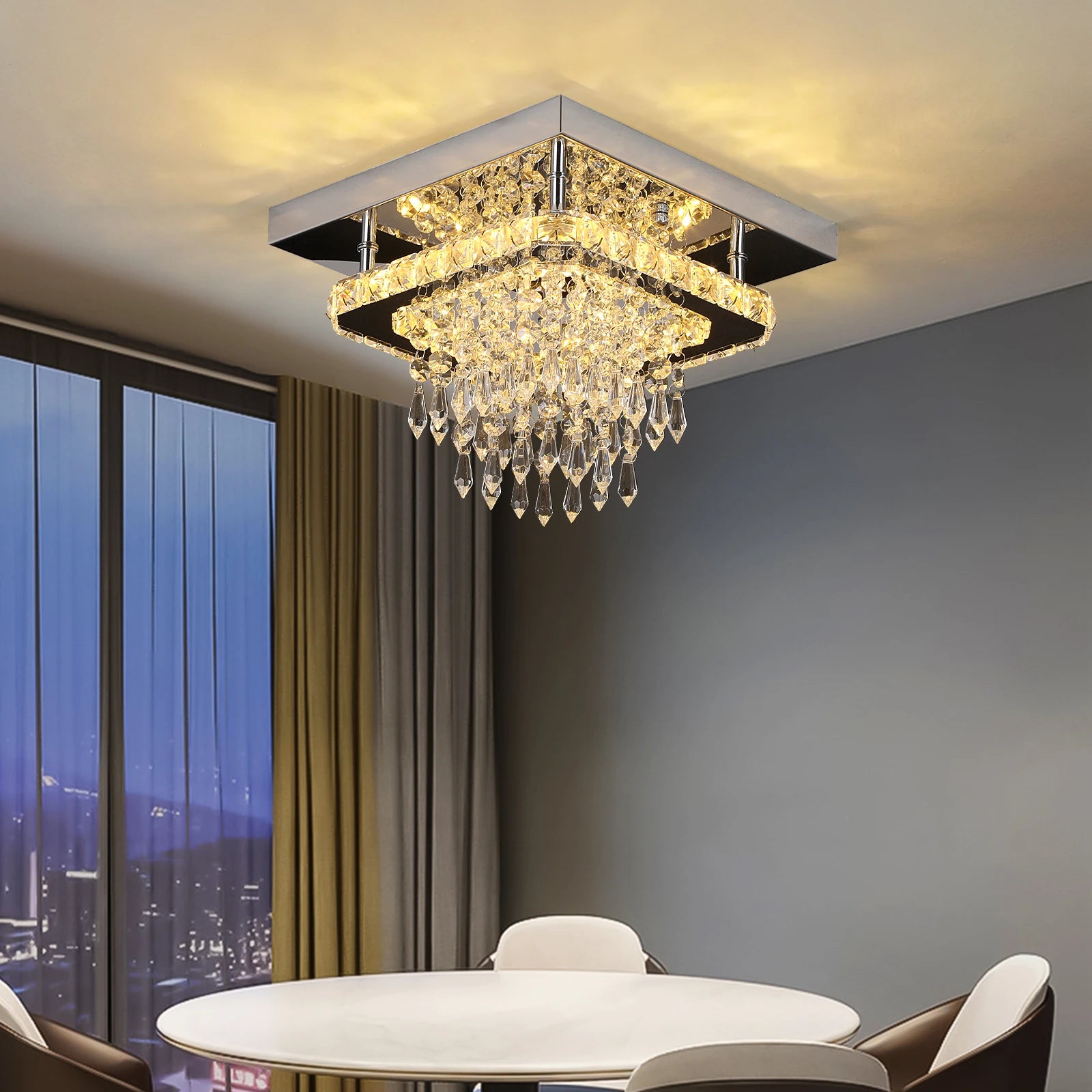 Modern K9 Led Crystal Ceiling Lamp Smart Chandelier Pendant Light Ring