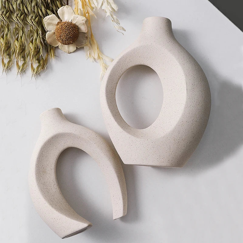 European Ceramic Vase Set Creative White Simple Home Decoration Living
