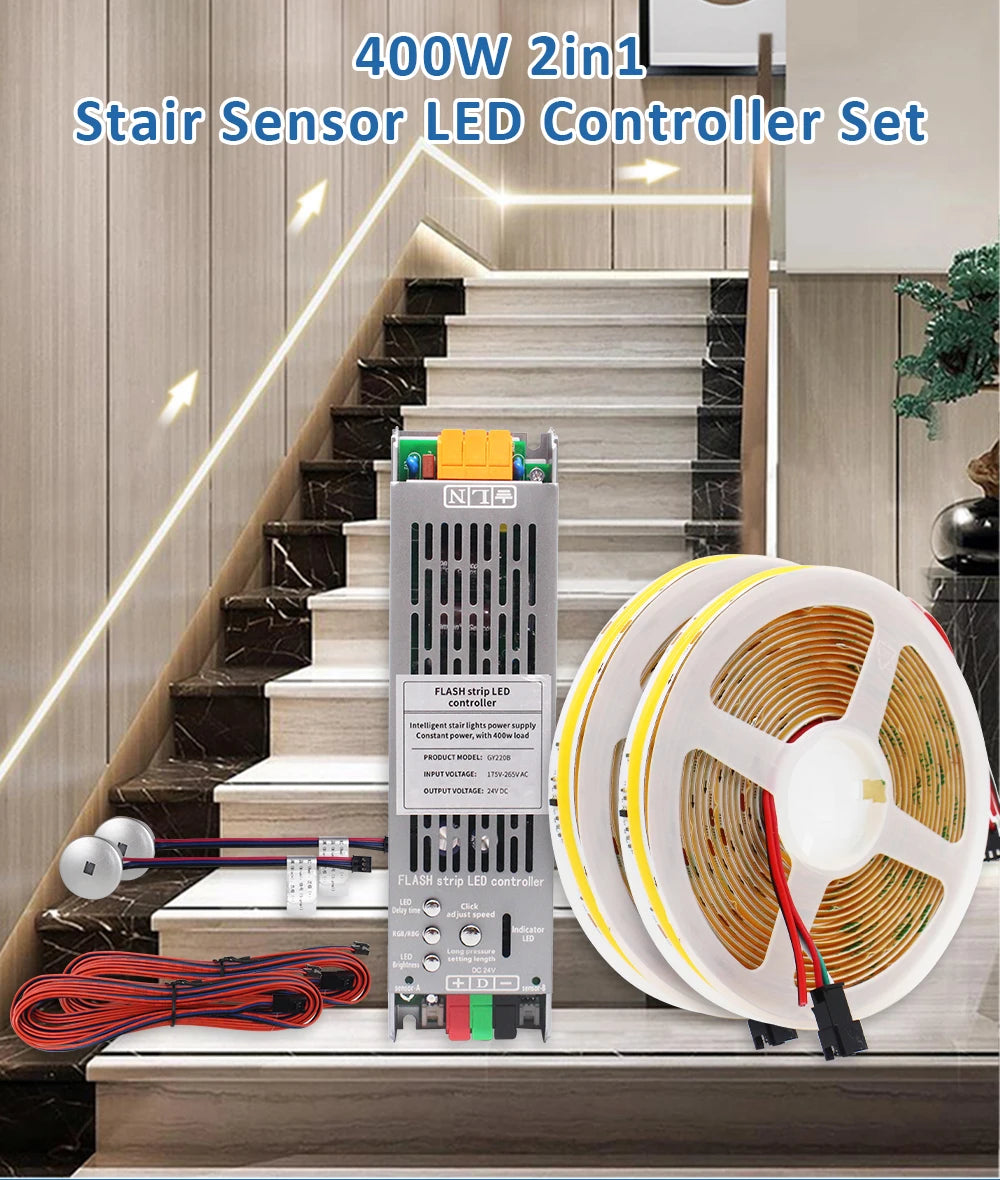 5M 10M 15M WS2811 COB Running Water Strip Light for 24V 400W PIR Motion