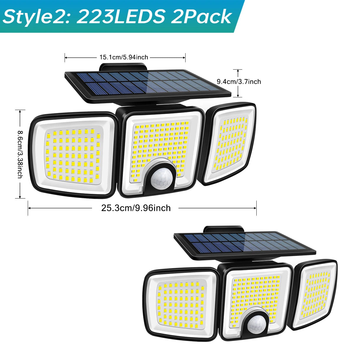 3-Head Adjustable Solar Motion Light