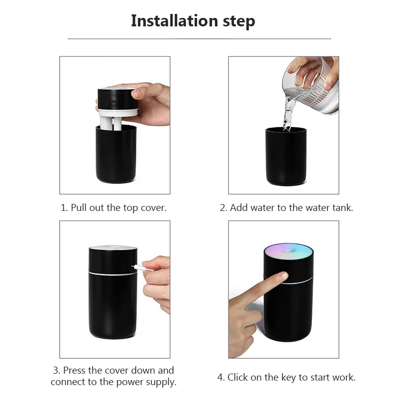 Colorful Portable Air Humidifier USB Rechargeable Wireless