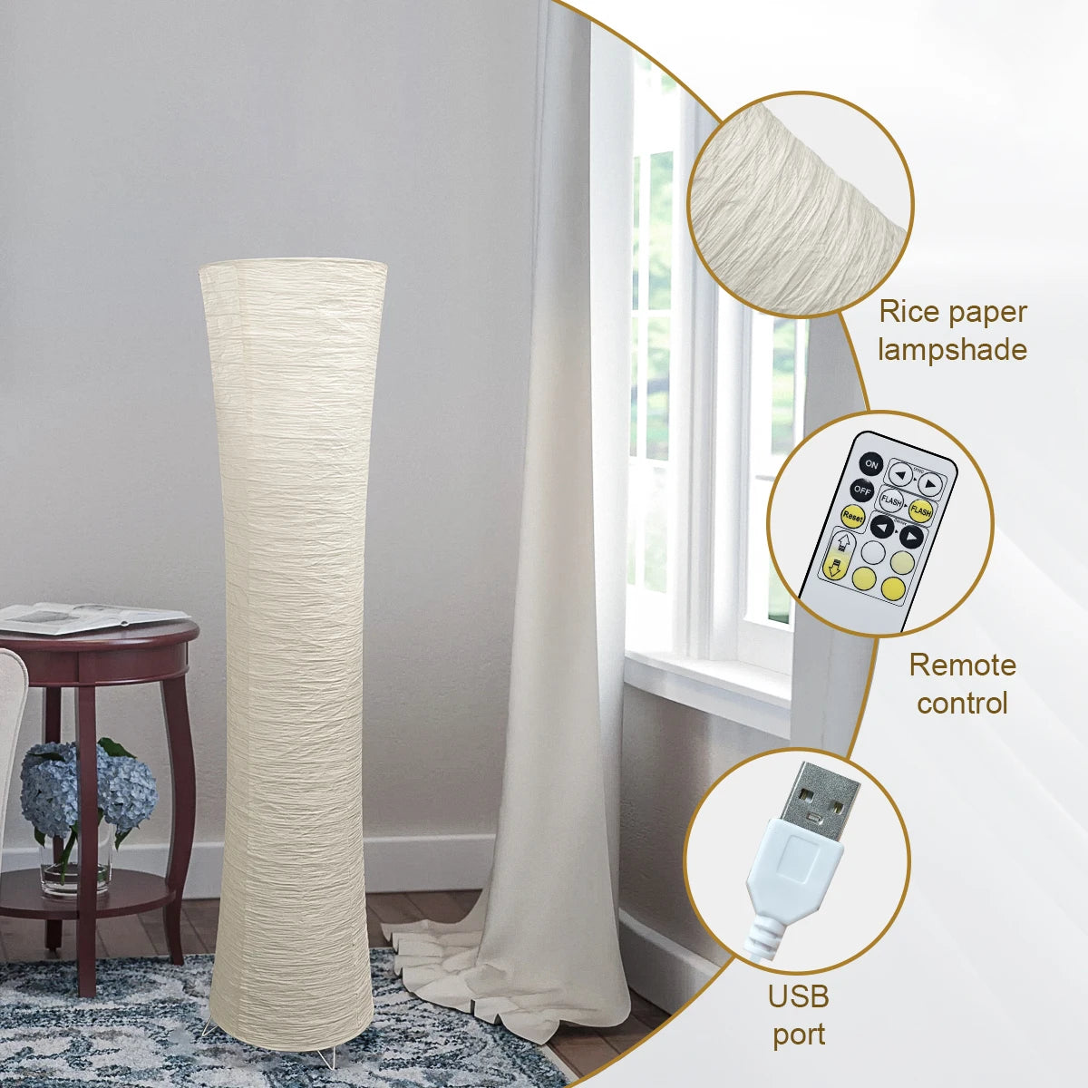 Tricolor Paper Cylinder Floor Lamp