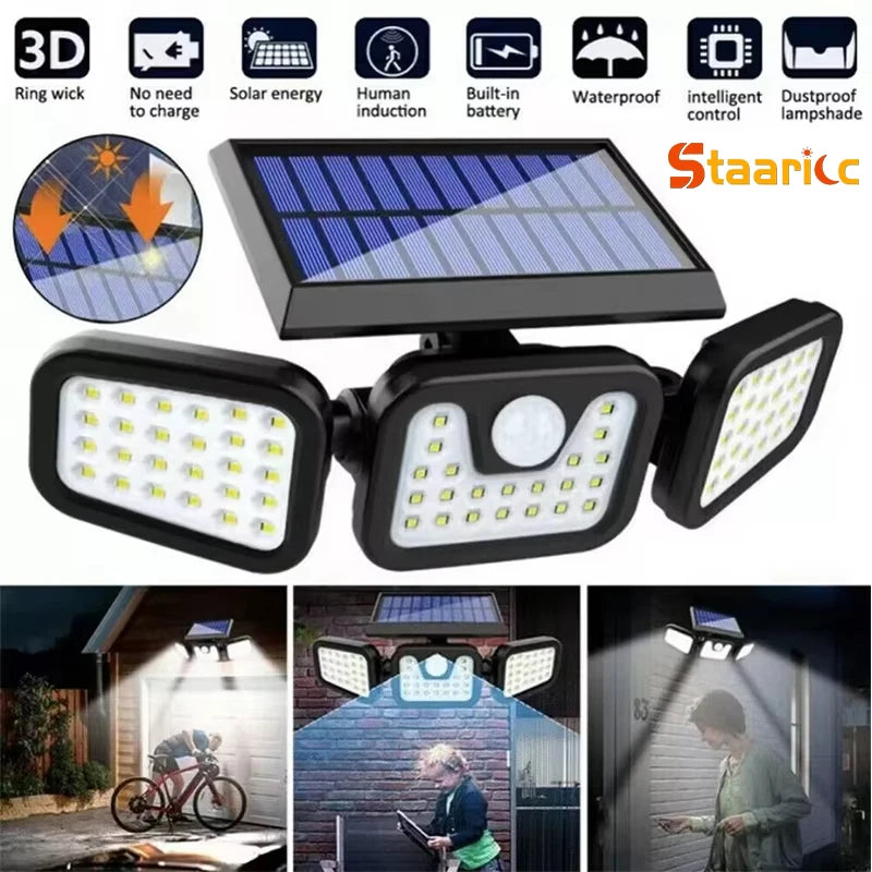 Solar Motion Sensor 3-Head Light