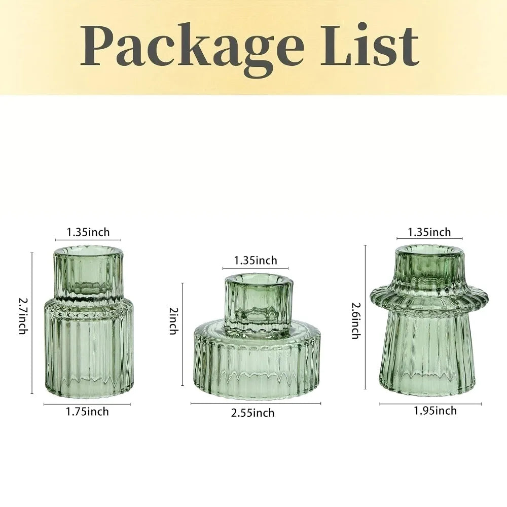 Ribbed Glass Taper Candle Holders