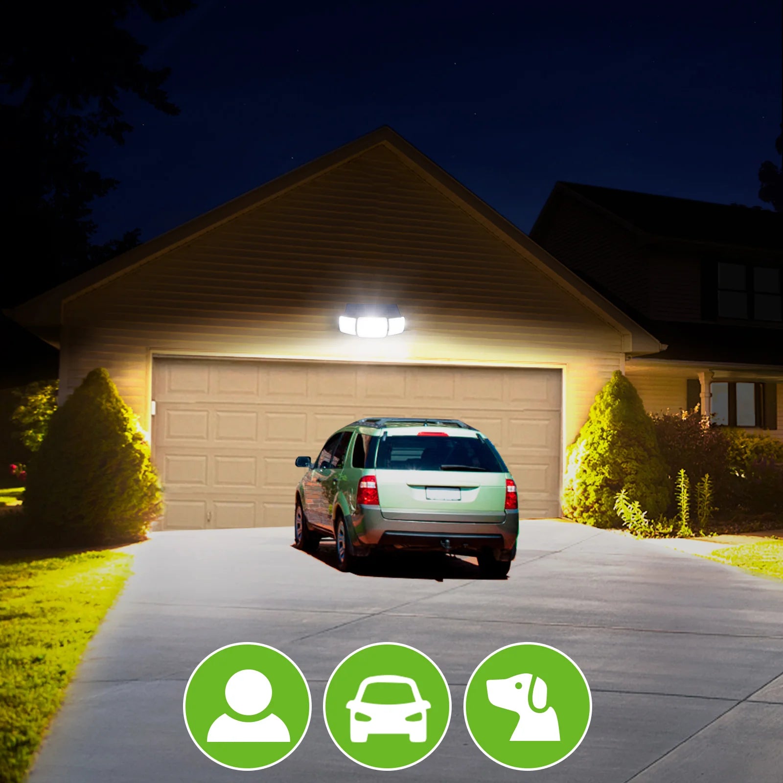 intelamp 6000mah Light All Night Outdoor Solar Lights With 3 Modes Two
