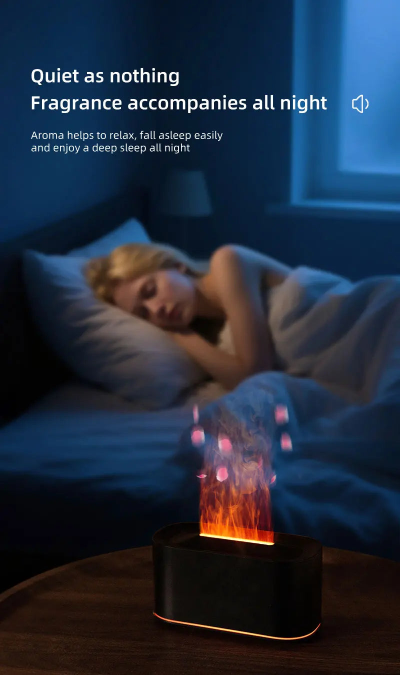 Essential Oil Diffuser,Flame Colorful Water Vapor Fire Humidifier for