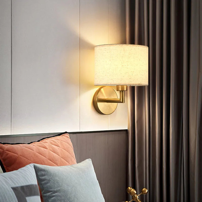 Fabric Shade Wall Lamp With Reading Light