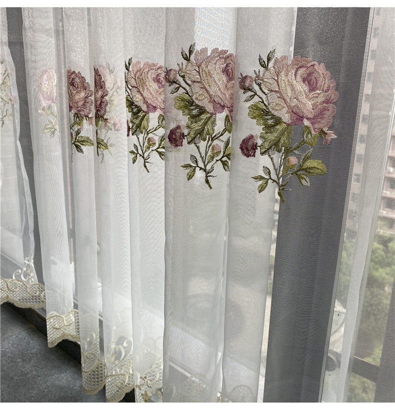 Peony Embroidered Sheer Curtain