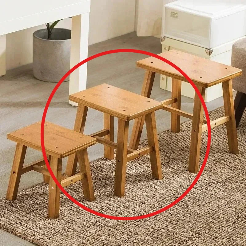 Solid Bamboo Low Stool, Portable Bench