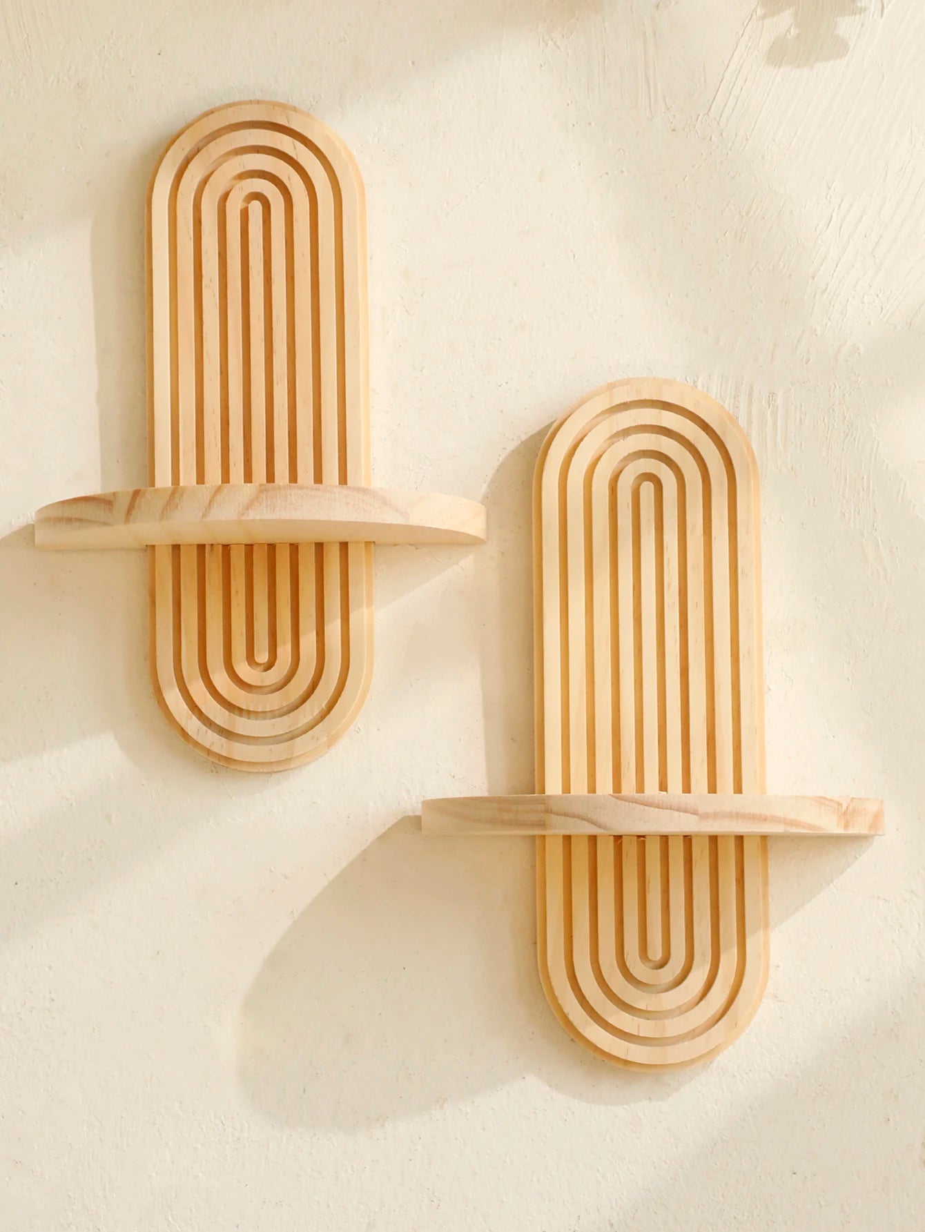 Boho Geometric Wooden Wall Shelf