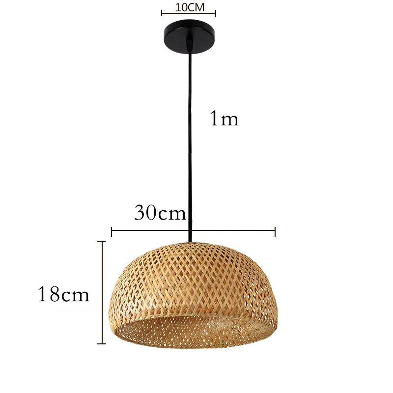 Hand Knitted Chinese Style Weaving Hanging Lamps 18/19/30cm Bamboo