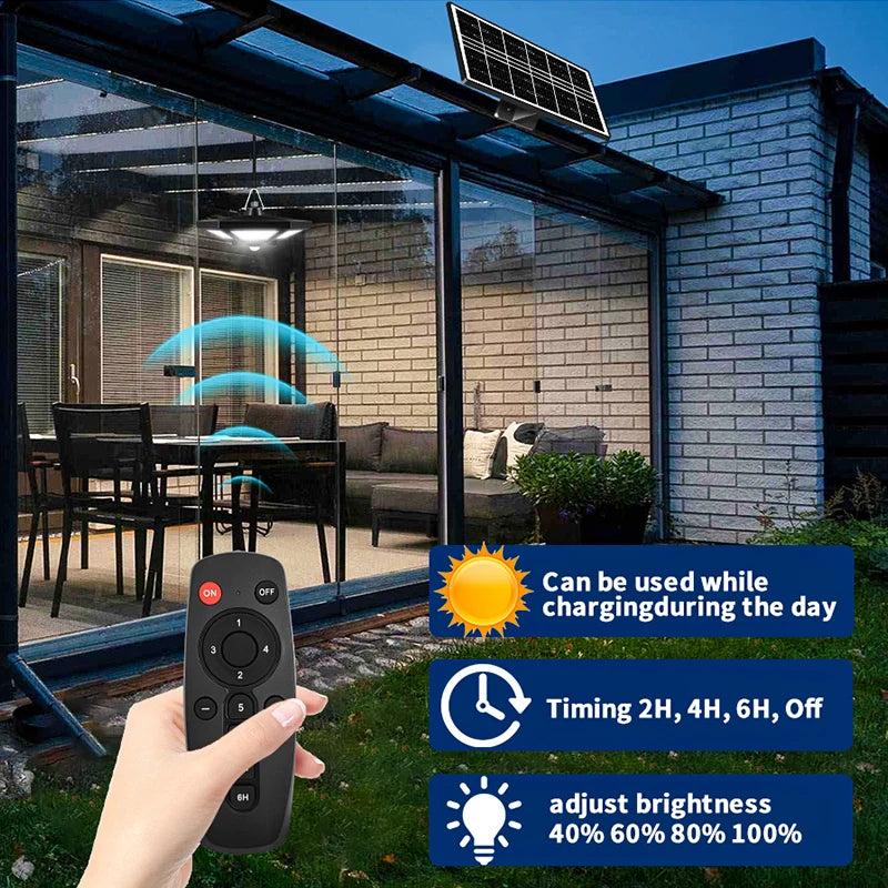 Solar Pendant Lights Outdoor Indoor with Remote 180LED Solar Shed Light