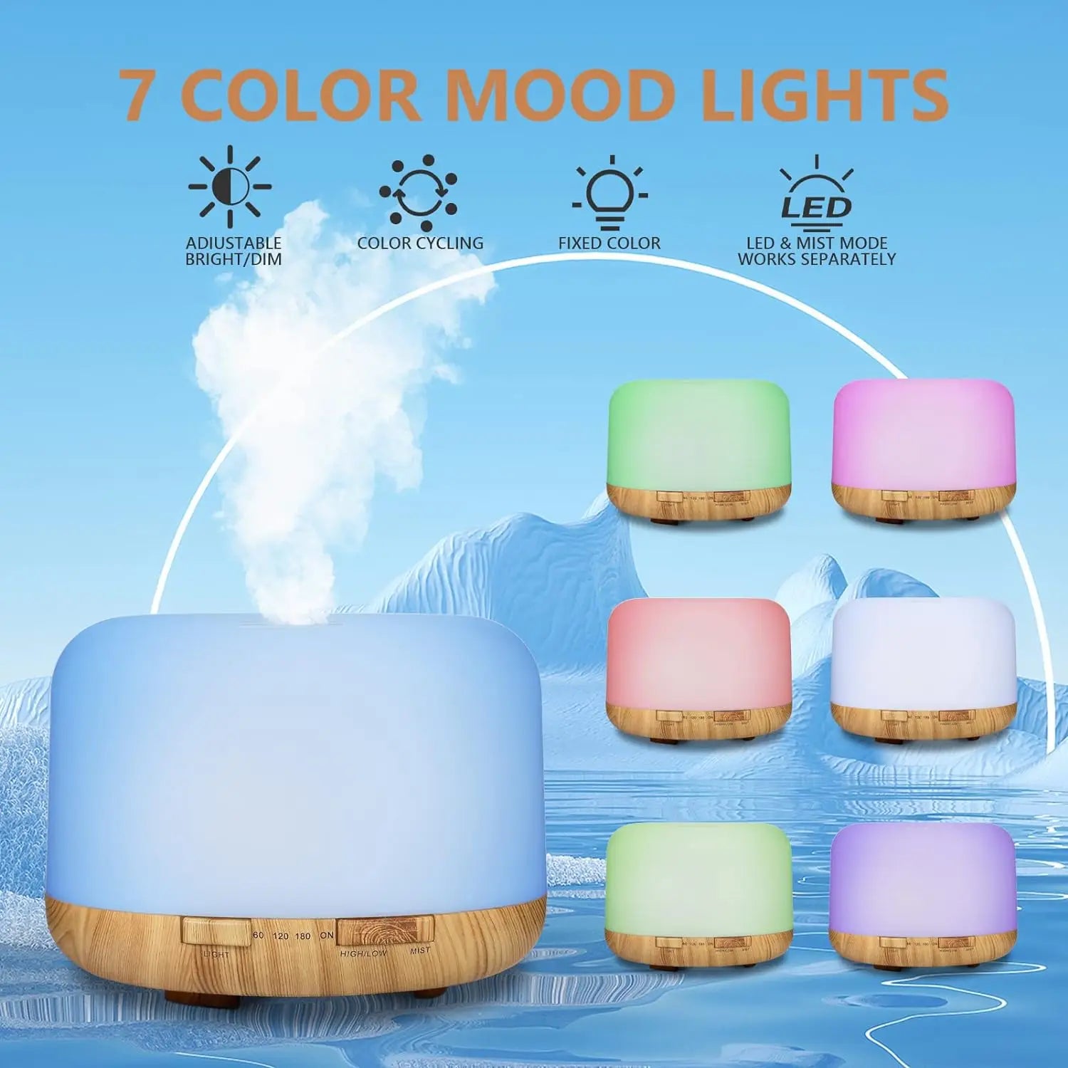 500ML USB Wood Grain Aroma Diffuser Essential Oil Air Humidifier