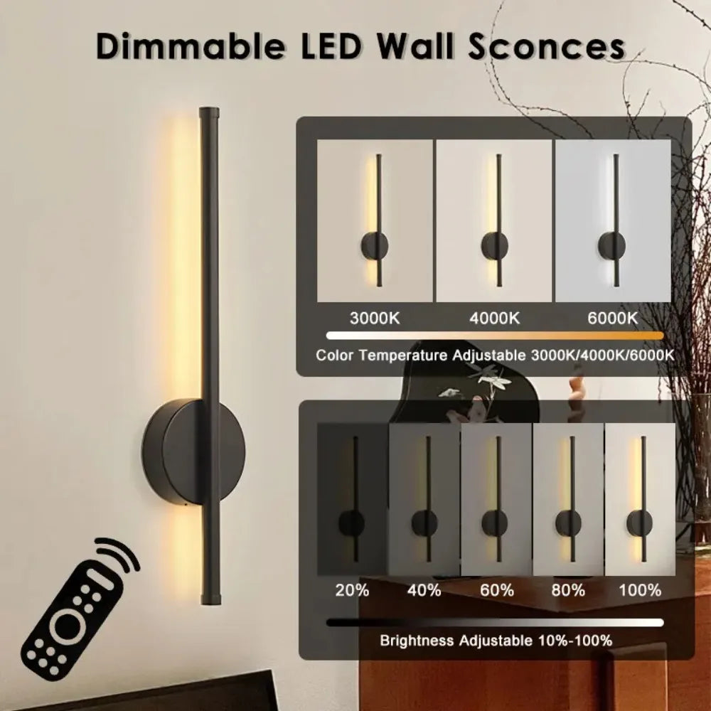 Magnetic Rechargeable Black Gold Wall Lamp