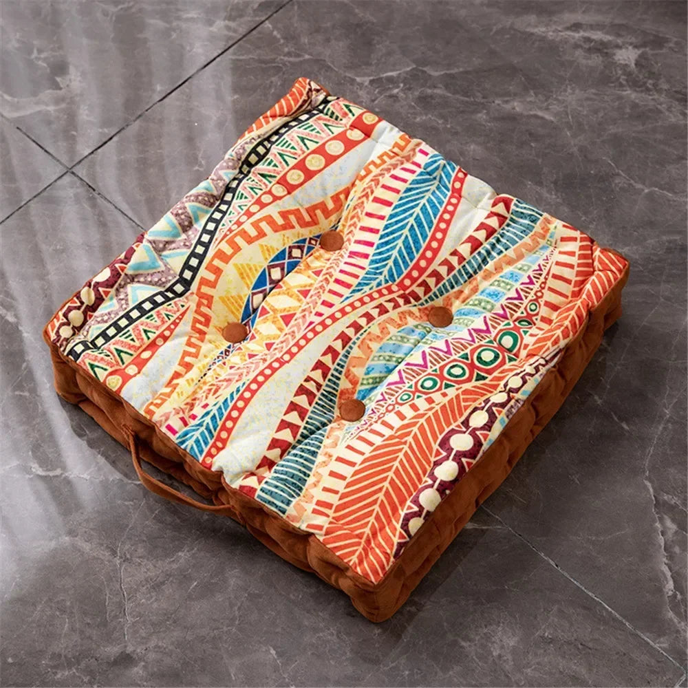 Bohemian Cushion Mandala Floor Seat Cushion Square Seat Velvet Yoga Pillow Japanese Tatami Mat for Reading Nook Party Decoration