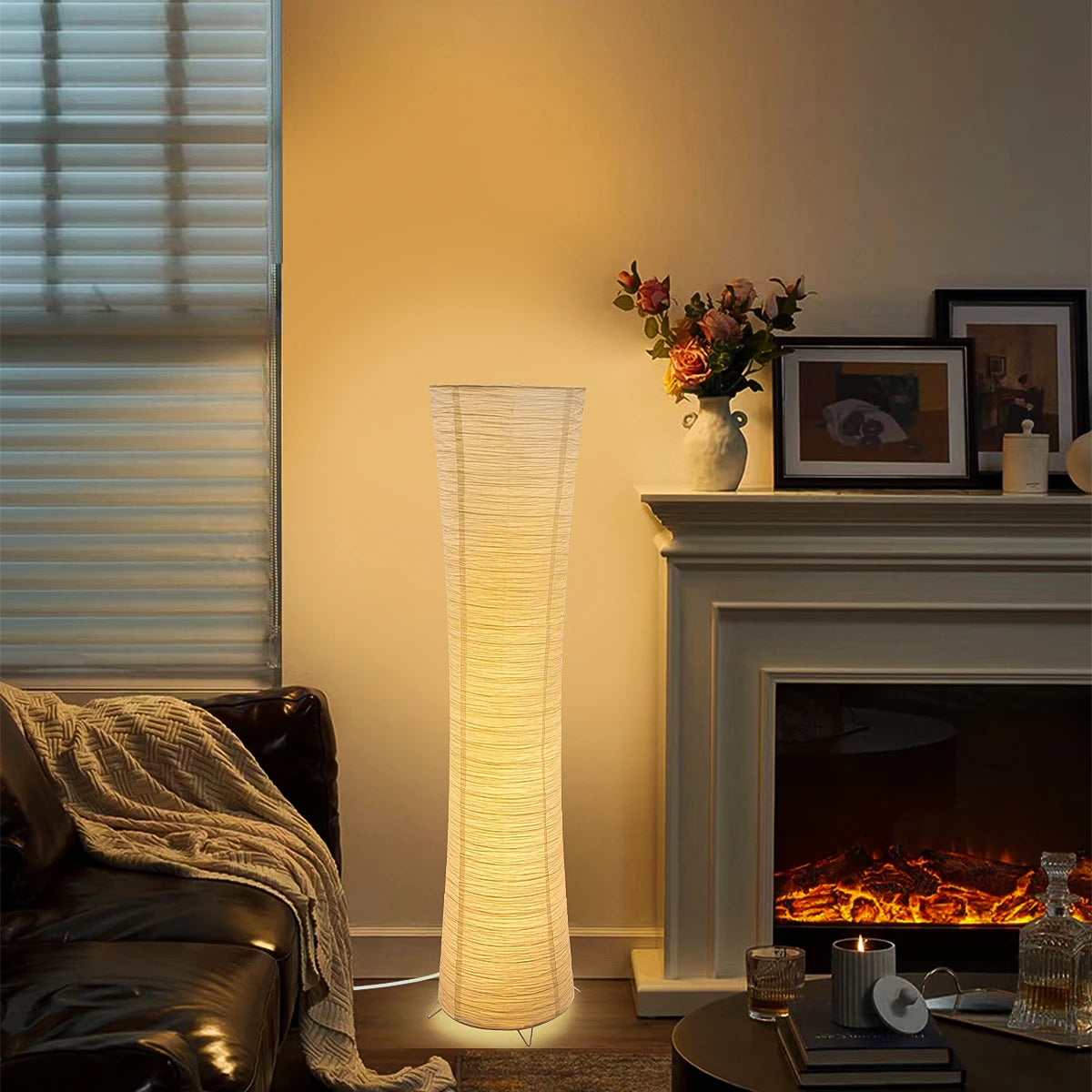 Tricolor Paper Cylinder Floor Lamp