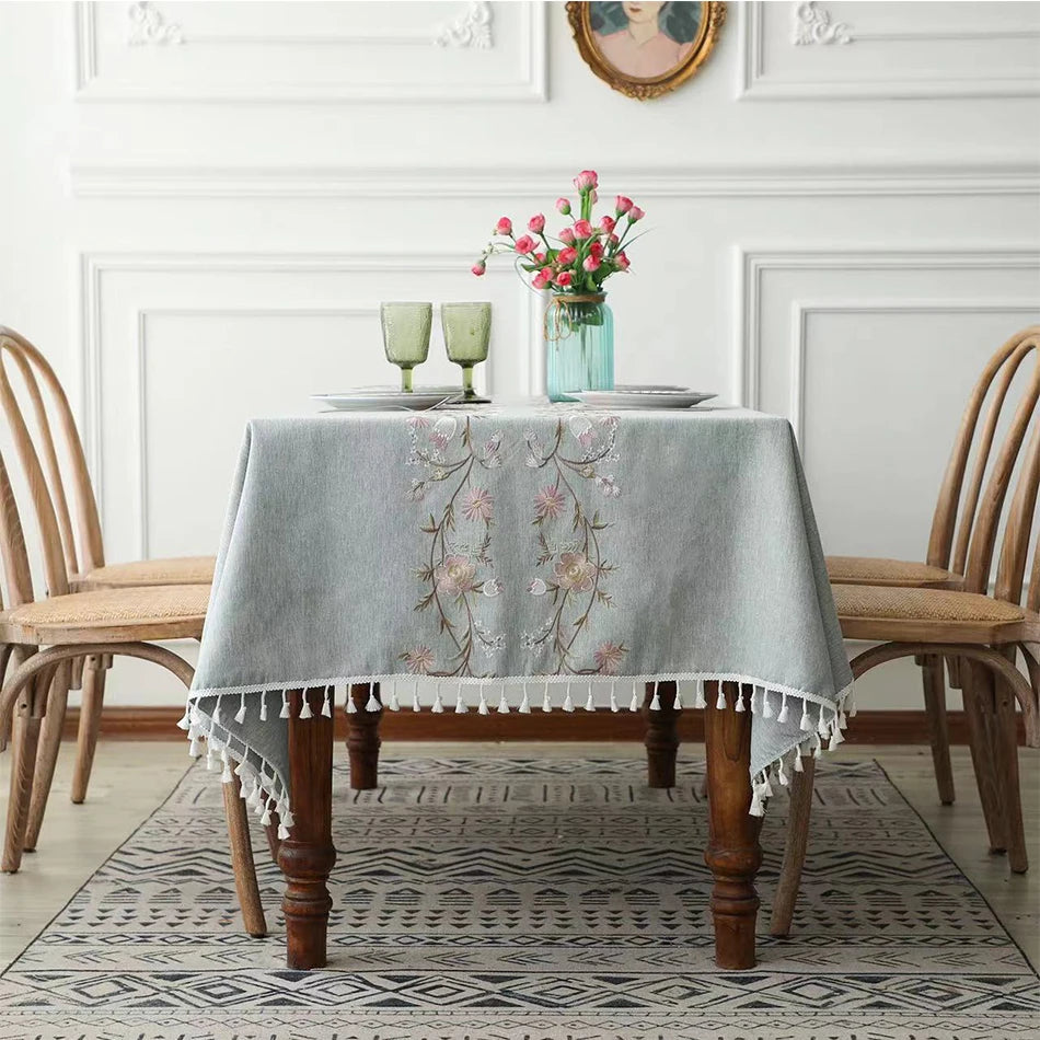 Nordic Style Tassels Cotton Linen Tablecloth,Modern Simplicity