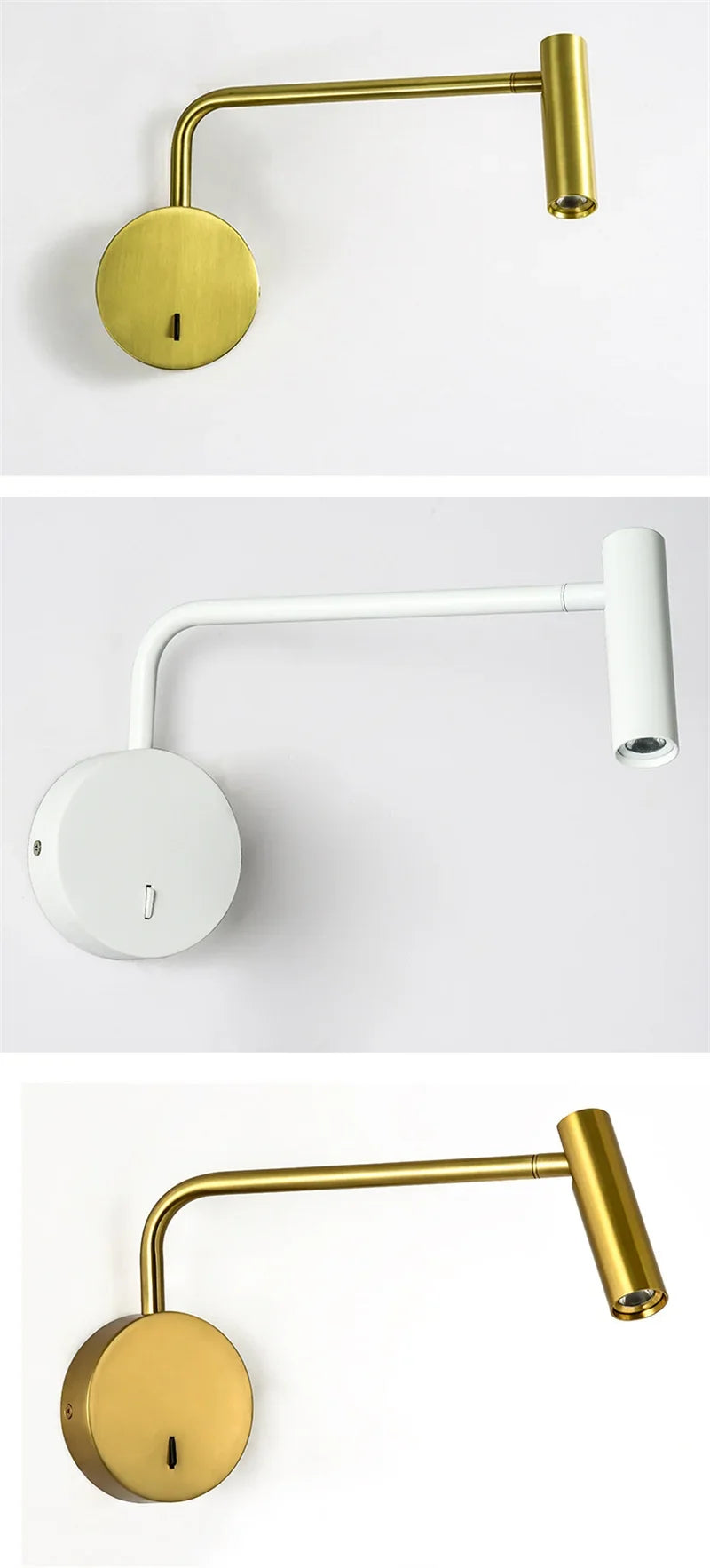 Modern Swing Arm Reading Wall Lamp Hotel Rooms Lamp 3W LED Adjustable